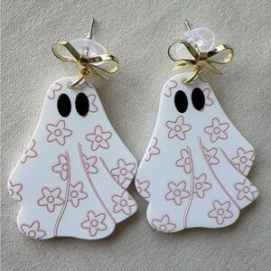 Charming Ghost Earrings with Gold Bows